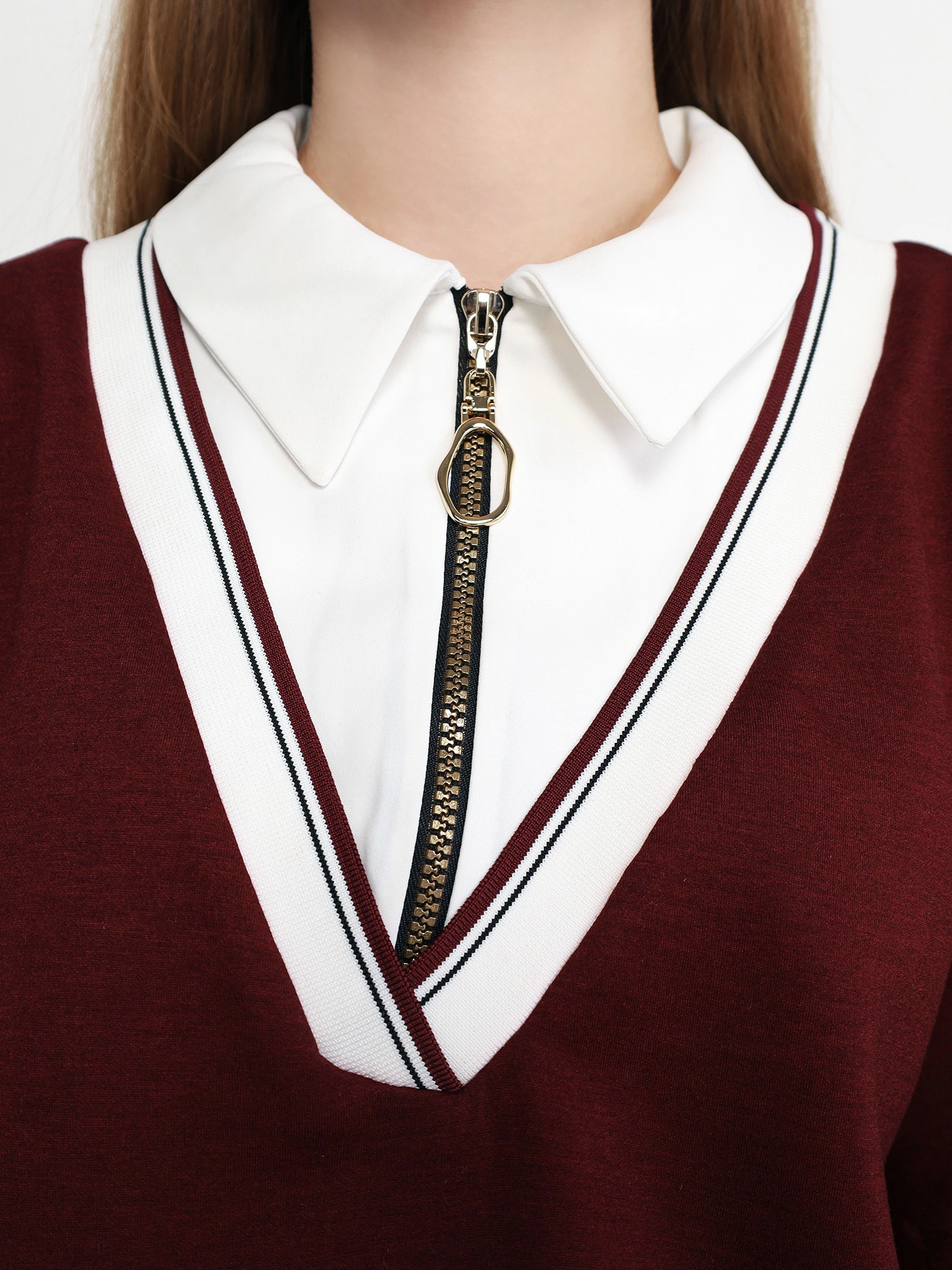 Джемпер бордового цвета прямого кроя